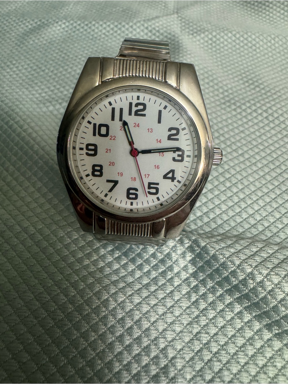 Stainless Silver Analog Watch with White Dial Works!